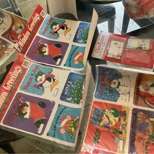 Vintage Color Clings Christmas Window cling holiday Decorations LOT of 4 1993